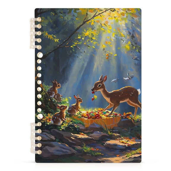 Thanksgiving Fawn Shares Food Lined Spiral Journal Notebook 60 Pages A5 College Ruled Journals for Writing