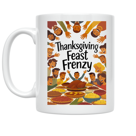 Thanksgiving Feast Frenzy - Family Gathering Enthusiast - 11 oz Ceramic Coffee Mug