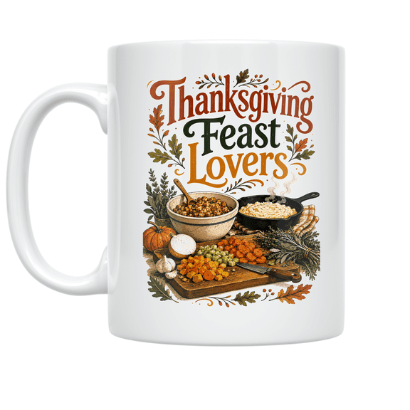 Thanksgiving Feast Lovers Design - Family Gatherers - 11 oz Ceramic Coffee Mug