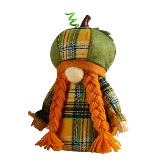 Thanksgiving Festival Ornament Doll Featuring Pumpkin Hat for Window Display Desktop Decoration