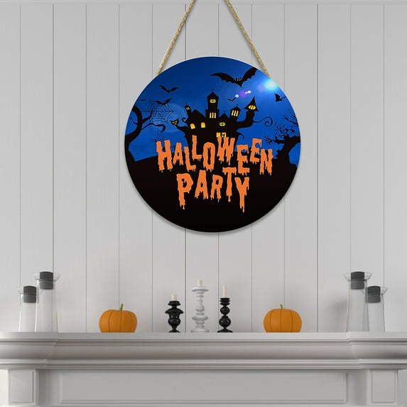 Thanksgiving Flower Wreath Wooden Door Sign Hanging Decoration for Home and Outdoor Parties - Versatile Seasonal for Halloween and Fall Celebrations