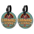 thumbnail image 1 of Thanksgiving Font 2Pcs PU Leather Round Luggage Tags with Privacy Cover and Name ID Tag for Suitcase, Handbags, Backpacks, School Bags, 1 of 6