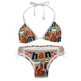 thumbnail image 1 of Thanksgiving Font Adjustable Strap Bikini Set with Detachable Sponge, Two-Pack - Ideal for All Swim Suit Scenes, 1 of 6