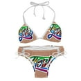 thumbnail image 1 of Thanksgiving Font Adjustable Strap Bikini Set with Detachable Sponge, Two-Pack - Ideal for Beach and Pool Parties, 1 of 6