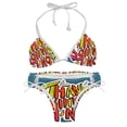 thumbnail image 1 of Thanksgiving Font Chic One-Piece Swimsuits Bikini Set: Detachable Sponge, Adjustable Strap, Two-Pack, for Pools and Beaches, 1 of 6