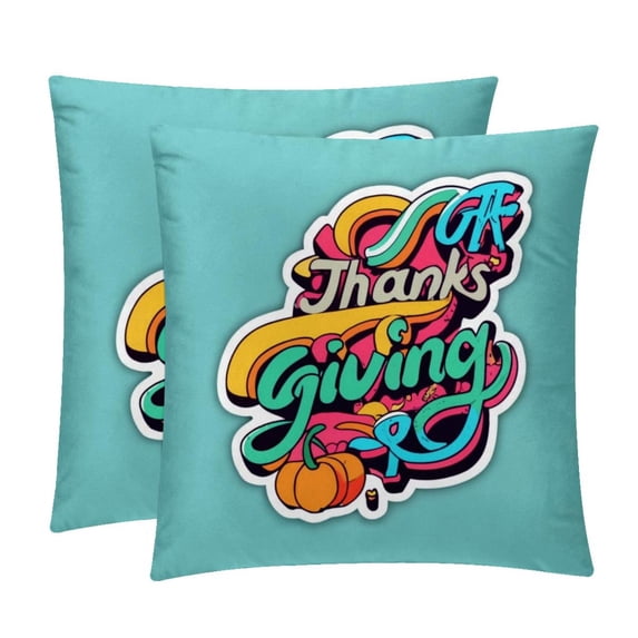 Thanksgiving Font Covers- Set of 2 Throw Pillows in Various Sizes (16x16, 18x18, 20x20 inches) with Stylish Patterns for Home Decor and Comfort - Pillow Inserts Included