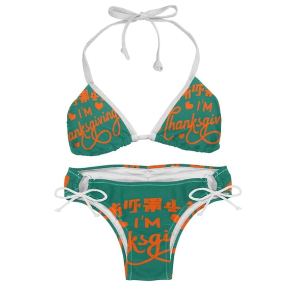Thanksgiving Font Detachable Sponge Adjustable Strap Bikini Set Two-Pack Swim Suits for WomenToolStrip with applicable scenes