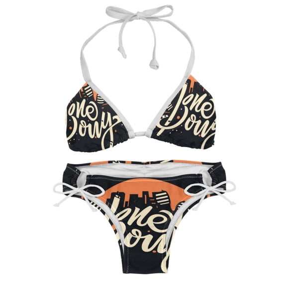Thanksgiving Font Detachable Sponge Adjustable Strap Bikini Set - Two-Pack for Beach and Pool Swimwear