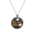 thumbnail image 1 of Thanksgiving Font Elegant Glass Circular Pendant Necklace - Stunning Jewelry Piece, 1 of 5