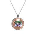 thumbnail image 1 of Thanksgiving Font Glass Circular Pendant Necklace | Stylish Glass Design Pendant Necklaces, 1 of 5