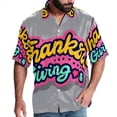 thumbnail image 1 of Thanksgiving Font Men's Casual Poplin Printed Button Down Short Sleeve Summer Beach Shirts - Unisex, 1 of 1