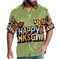 thumbnail image 1 of Thanksgiving Font Men's Printed Button Down Short Sleeve Casual Summer Beach Shirt - Unisex, 1 of 6
