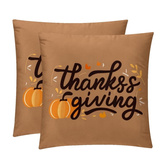 Thanksgiving Font Patterns - Set of 2, Available in 16x16, 18x18, and 20x20 Inches for Various Occasions, Sofa, Bed, Chair - Includes Pillow Inserts, Cushion Covers, Decorative Pillows