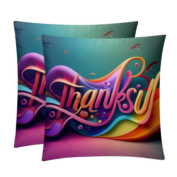 Thanksgiving Font Set of 2 - Chair Pillow Covers with Unique Patterns - Throw Pillow Inserts Included, Available in 16x16, 18x18, 20x20 Inches - Ideal for Home Decor,and Gifts