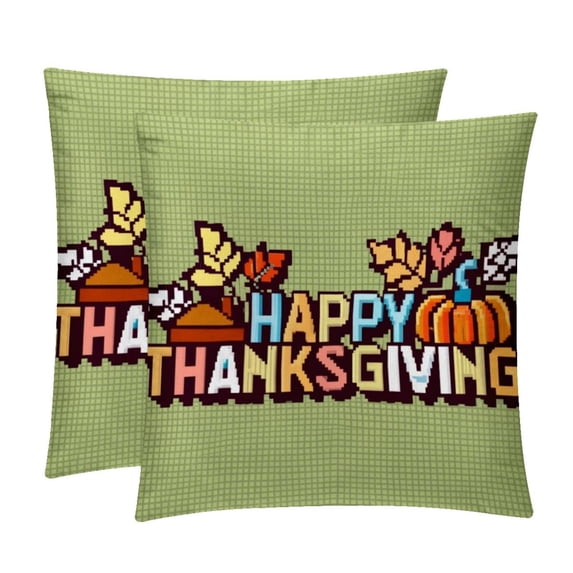 Thanksgiving Font Set of 2 Velvet Throw Pillow Covers Inserts for Bed Pillow, Decorative Pillows - 16x16 18x18 20x20 Inches with Unique Patterns for Various Occasions