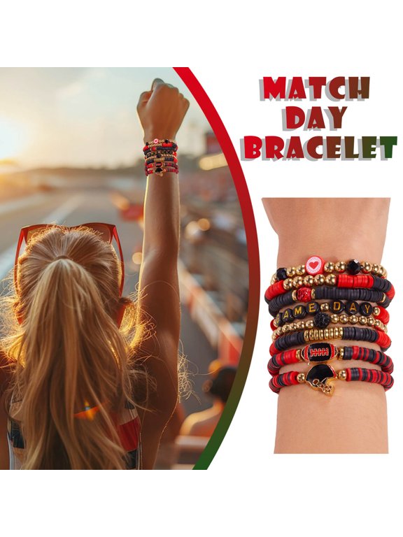 Thanksgiving Football Decorations Game Day Bracelets For Women Men Stackable Sports Charmss Bracelet Bangles Football Sport Fan Bracelet Football Mom Accessories Jewelry Gifts Boho Summer Beach