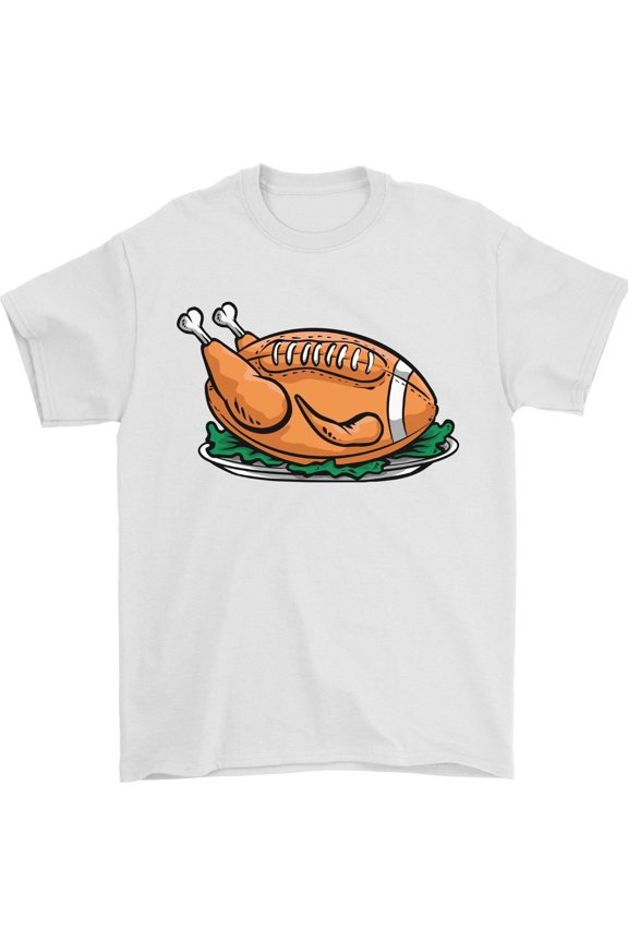 Thanksgiving Football Turkey Graphic T-Shirt, Funny Holiday Game Day Tee for Men & Women White
