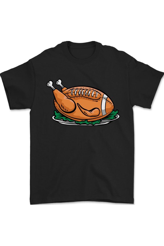 Thanksgiving Football Turkey Graphic T-Shirt, Funny Holiday Game Day Tee for Men & Women