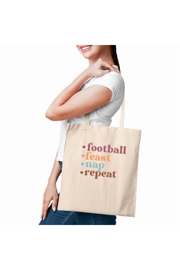 Thanksgiving Football Turkey Nap Repeat Tote Bag