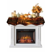 Thanksgiving Forest House Fireplace Mantel Scarf, Decorative Mantel Runner for Fireplace, Fall Maple Leaves Path Scarf Drape Tablerunner for Living Room, Holiday Christmas Decor 60x17