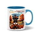 thumbnail image 1 of Thanksgiving French Bulldog Pilgrim Grateful, Thankful, Blessed Fall Welcome 11oz Accent Two-tone Mug Dog Lover Gifts Coffee Tea Cup - 00021, 1 of 5