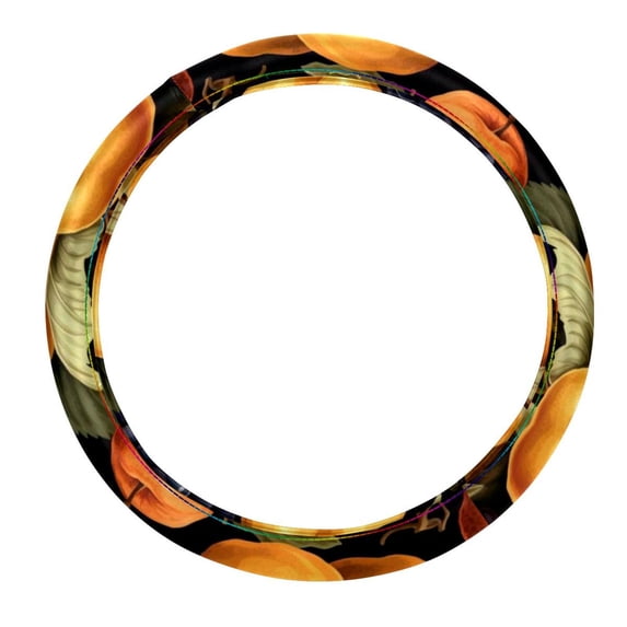 Thanksgiving Fruits 14.5 Inch Printing PVC Leather Car Wheel Cover Steering Wheel Cover Auto Accessories