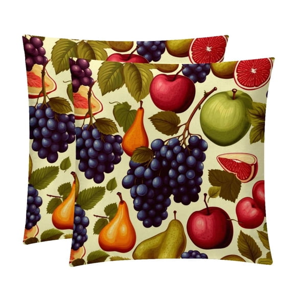 Thanksgiving Fruits Chair Pillow Covers Set with Unique Patterns for Bed and Throw Pillows - Sizes 16x16, 18x18, 20x20 Inches for Various Occasions - Set of 2 Items