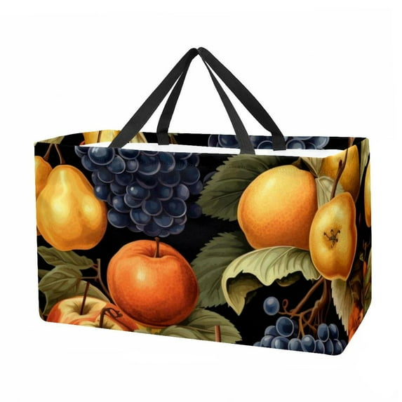 Thanksgiving Fruits Reusable Foldable Oxford Cloth Storage Bins: Large Capacity Shopping Bags for Laundry and More
