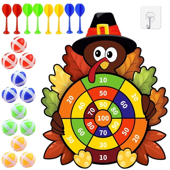 Thanksgiving Games Friendsgiving Games – Thanksgiving Games for Family Party, Thanksgiving Family Games Turkey 15 x 22 Inches Indoor Outdoor Party Game for Friendsgiving Activities (white)