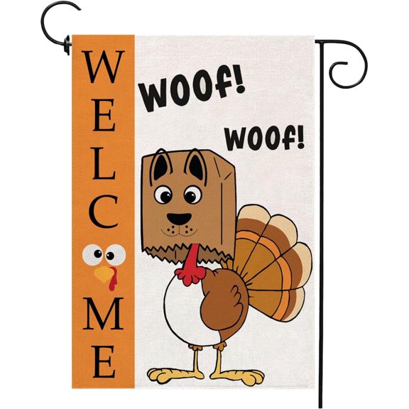 Thanksgiving Garden Flag 12 x 18 Inch Double Sided Decorative Fall Turkey Design Welcome Outdoor Yard Autumn Harvest Decor