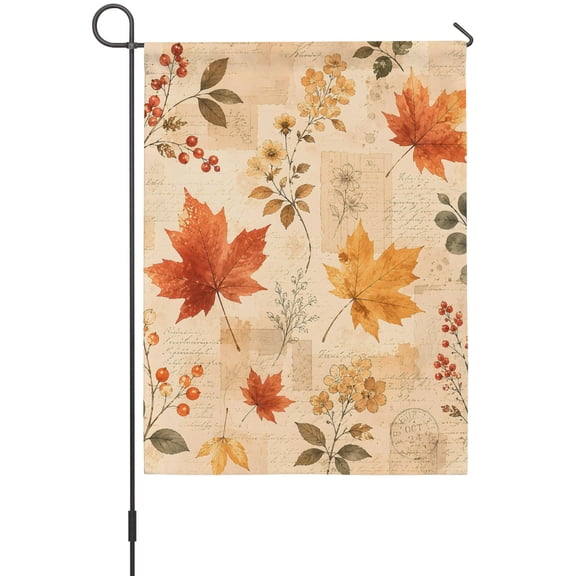 Thanksgiving Garden Flag 12x18 Inch Fall Harvest Maple Leaves Shabby Chic French Country Double Sided Outdoor Garden Flags Welcome House Flag Decorative Yard Flags for Outside Holiday Decoration