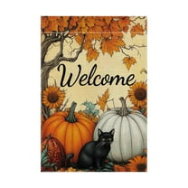 A Thanksgiving Garden Flag Double Sided Outdoor Yard Decoration, Fall Holiday Polyester Fabric Flag For Porch, Garden, Fence, Home Decor, Festive Season, Free Size, 0.3Lb