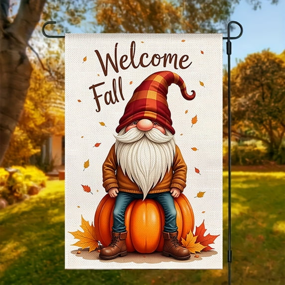 Thanksgiving Garden Flag, Double Sided Welcome Fall Yard Flag with Pumpkin Pattern for Outdoor Holiday Porch Decor(B)