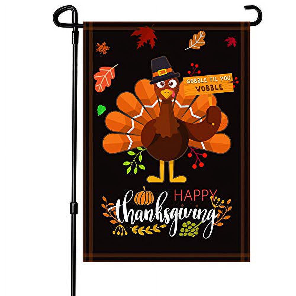Thanksgiving Turkey Double-Sided Polyester Garden Flag 12x18