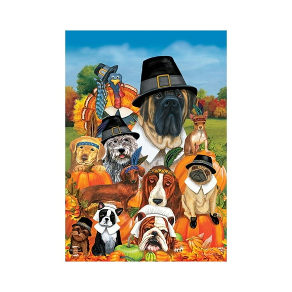Thanksgiving Garden Flag With Humorous Pets - 30X40 Inch Decorative Flag For Thanksgiving Day, Outdoor Yard Decor, Home Garden Display, Fall Season Celebration