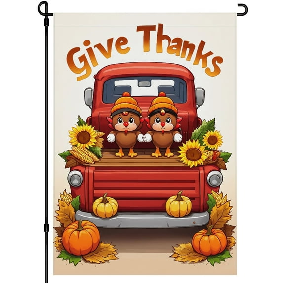 Thanksgiving Garden Flag for Outdoor, Versatile Thanksgiving Day Pumpkins Animated Decoration 28x40 Inches, Cute Cartoon Durable House Flags for Balcony Front Door Porch Backyard Patio Decoration