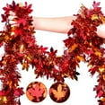 thumbnail image 1 of Thanksgiving Garland Decor, Autumn Maple Leaf Rattan Wreath for Harvest Festival Fall Party Decoration, 78.7 Inch Door Wall Fireplace Mantle Decor Garlands(Red), 1 of 5