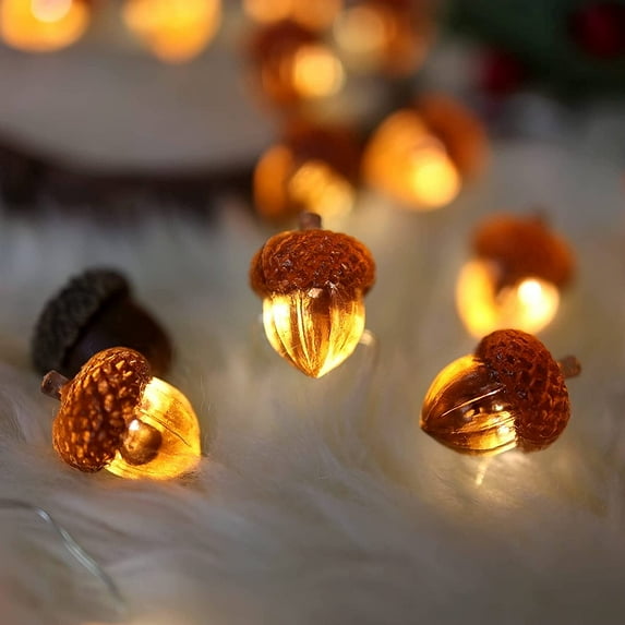 Thanksgiving Garland String Lights Decorative Acorn Autumn Novelty Fairy Lights 30 LEDs 9.8 ft Battery Operated for Bedroom Wedding Birthday Harvest Decor