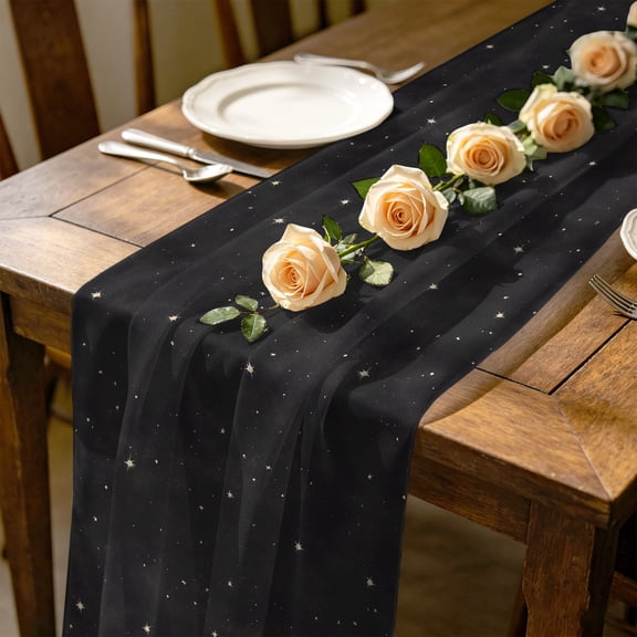 Thanksgiving Ghost 4.5 ft Cheesecloth Table Runner for Wedding 19"x55", Autumn Night Cute Ghosts Harvest Pumpkin Maple Leaf Kitchen Dinner Sheer Tulle Chiffon Dresser Scarf, Holiday Party Decorations