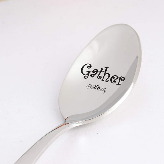 Thanksgiving Gift for Men Women - Gather Engraved Spoon Gift for Friends | Birthday Christmas Gift for Teens | BFF Friendsgiving Gift | Holiday Gift for Grandma
