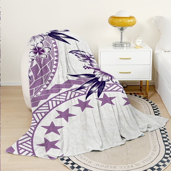 Thanksgiving Gift: Tropical Ethnic Art Blanket, Soft Thickened Flannel Sofa Throw, Polynesian Geometric Pattern, for Travel Nap Home Decor