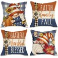 thumbnail image 1 of Thanksgiving Gnome Decorative Throw Pillow Covers 18 x 18 Set of 4, Grateful Thankful Blessed Porch Patio Outdoor Pillowcase, Faith Family Fall Autumn Plaid Farmhouse Cushion Case Home Decor, 1 of 6