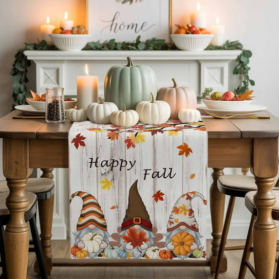 Thanksgiving Gnome Table Runner, Autumn Thanksgiving Kitchen Dining Table Decoration for Home Party Decor 13x60 Inches