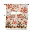thumbnail image 1 of Thanksgiving Gnomes Kitchen Curtains Sets 36 Inch Length with Valance, Fall Orange Maple Pumpkins Country Swag Valances and Tiers Curtain Set Drapes Swag Curtains for Living Room, Bathroom, Bedroom, 1 of 6