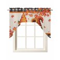thumbnail image 1 of Thanksgiving Gnomes Kitchen Swag Valances for Windows, Fall Sunflower Pumpkin Maple Vintage Check Swag Valances Curtains for Living Room, Rod Pocket Window Treatments for Bathroom, Bedroom, 56"x36", 1 of 6