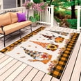 thumbnail image 1 of Thanksgiving Gnomes Outdoor Rug for Patio/Deck/Porch, Non-Slip Large Area Rug 4 x 6 Ft, Fall Sunflower Maple Orange Plaid Indoor Outdoor Rugs Washable Area Rugs, Reversible Camping Rug Carpet Runner, 1 of 8