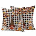 thumbnail image 1 of Thanksgiving Gnomes Outdoor Waterproof Pillow Covers, Fallen Maple Leaf Pumpkin Black Plaid Decorative Square Throw Pillowcase Sofa Cushion Sham for Patio/Couch/Chair, 18"x18" 2 Pack, 1 of 8