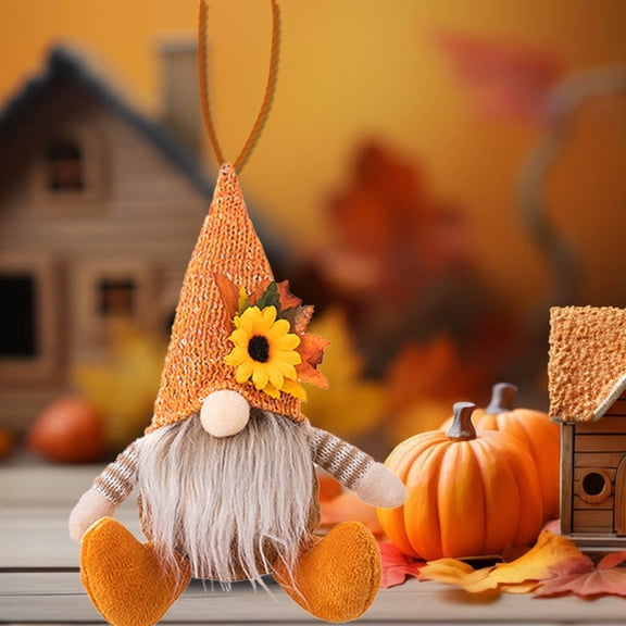 Thanksgiving Gnomes Plush Fall Autumn Decorations Handmade Scandinavian Swedish Dolls Elf Dwarf Figurines with Maple Leaves Sunflower for Farmhouse Kitchen Tiered Tray Holiday Decor