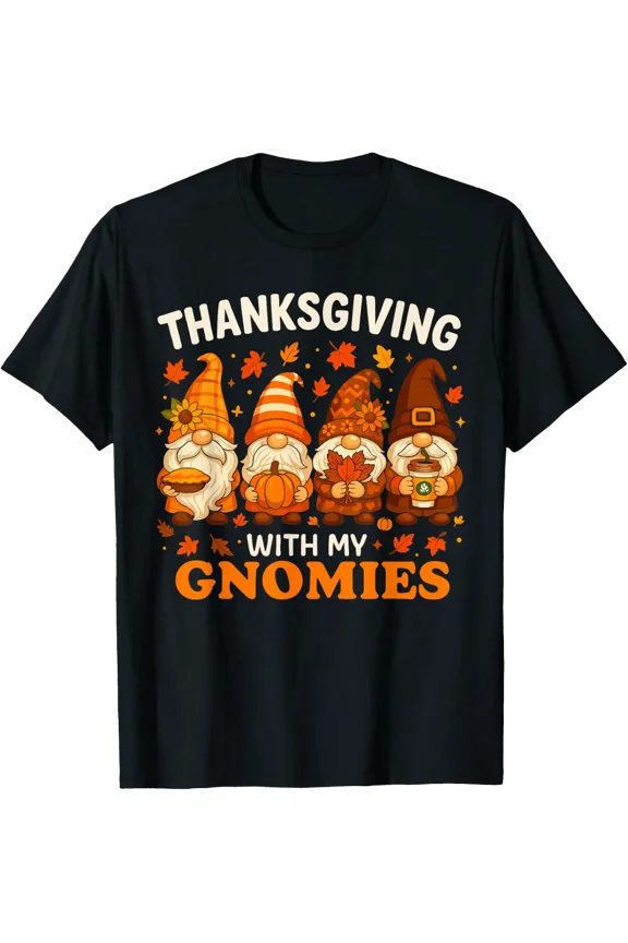 Thanksgiving Gnomies Pumpkin T Shirt Size S-5XL
