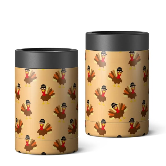 Thanksgiving Gobbler Turkey Pattern Can Cooler 1 Pack, Vacuum Insulated ...